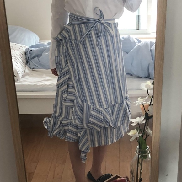 Uniqlo Dresses & Skirts - Wrap Skirt Blue Striped JW Anderson x Uniqlo